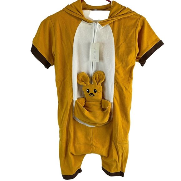 Funziez Romper Kangaroo 1 Piece L Short Slv Plush costume Halloween Jumpsuit Nwt - Picture 2 of 11